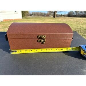 Vintage Style Decorative Treasure Chest Box Brown Faux Leather Storage Organizer